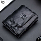 2021 Brand Genuine Leather Men's Wallet Cowhide Designer Male Purse Vintage ID Card Holder Luxury Money Bag