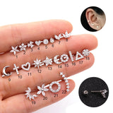 1PC Korean Fashion Cz Ear Studs Cartilage Earring for Women Stainless Steel Zircon Small Stud Earring Ear Piercing Jewelry Gifts