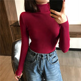 2021 Autumn Winter Thick Sweater Women Knitted Ribbed Pullover Sweater Long Sleeve Turtleneck Slim Jumper Soft Warm Pull Femme