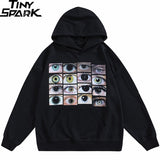 2021 Men Hip Hop Streetwear Hoodie Sweatshirt Eyes Print Harajuku Pullover Autumn Cotton Casual Hooded Hoodie Black Sweat Shirt