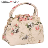 2021 Women Handbags Canvas Ladies Casual Tote Bag Floral Printing Female Daily Use Girls Shopping Hand bag small cute purse