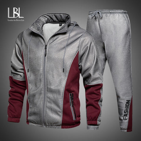 2021 Men's Hip Hop Tracksuit Mens Spring Clothing 2 Pieces Sets Man Streetwear Zipper Jacets And Harem Pants + Sweatshirt Suits image