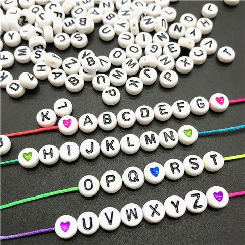 100pcs/lot 4x7mm Acrylic Spacer Beads Letter Beads Oval Alphabet Beads For Jewelry Making DIY Handmade Accessories image