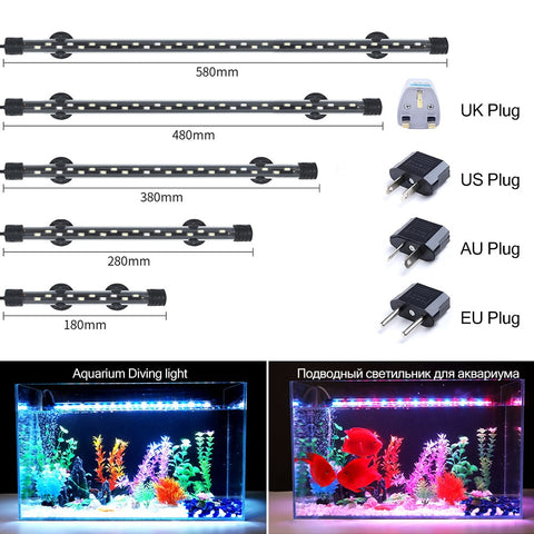 90-260V Aquarium Light LED Waterproof Fish Tank Clip Light Underwater Decor Lighting Submersible Lamp Plant Grow Lamp 18-58 CM image