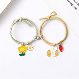 2pcs / Set Magnet Attracts Couple Bracelet Cute Cartoon Charm Jewelry Adjustable Elastic Rope Bracelets Lover Gift for Women Men