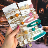 2021 Pearl Crystal Acrylic Hair Clips Set for Women Retro Geometric Barrettes Hairpin Girl Hair Accessories Fashion