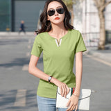 2021 V Neck 100% Cotton T Shirt Woman Spring Fashion Long Sleeve Shirt Women&#39;s T-shirt Loose Korean Style Plus Size Women Shirts