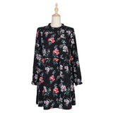 2022 New Autumn Winter Fashion Floral Dress Women Casual Full Sleeve High Waist Loose Print Dress