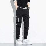 2020 Joggers Cargo Pants for Men Casual Hip Hop Hit Color Pocket Male Trousers Sweatpants Streetwear Ribbons Techwear Pants