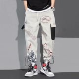 2021 Mens Fashion New Cargo Pants Handsome Pattern Print Loose Streetwear Trousers Plus Size Male Casual Jogger Pants Sweatpants