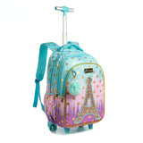 3 IN 1 School Children's Backpack with Wheels Kids Wheeled School Bag Teenagers Girls Canvas Backpack Travel Trolley Bags