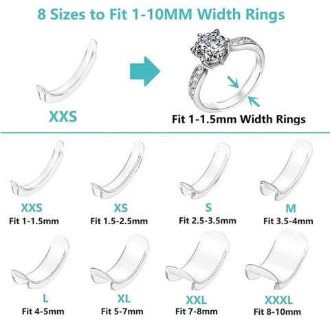 8 Sizes Silicone Invisible Clear Ring Size Adjuster Resizer Loose Rings Reducer Ring Sizer Fit Any Rings Jewelry Tools image