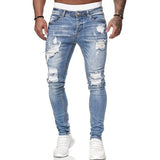 2022 Jeans Men Ripped Skinny Hole Trousers Stretch Slim Denim Pants Large Size Hip Hop Black Blue Casual Jogging Jeans for Men