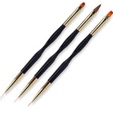 3Pcs Acrylic French Stripe Nail Art Liner Brush Set 3D Tips Manicuring Ultra-thin Line Drawing Pen UV Gel Brushes Painting Tools