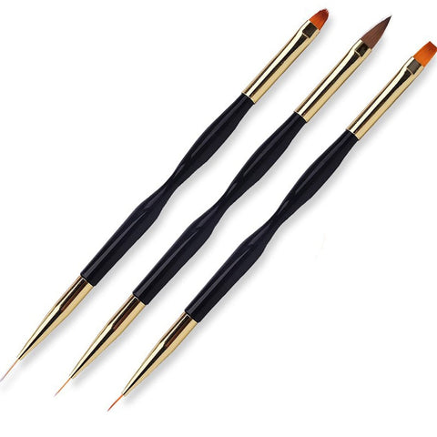 3Pcs Acrylic French Stripe Nail Art Liner Brush Set 3D Tips Manicuring Ultra-thin Line Drawing Pen UV Gel Brushes Painting Tools image