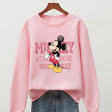 15 Colors Print Letter Mickey Mouse Sweatshirt Women 90s Aesthetic Long Sleeve Fleece Thick Warm Ladies Oversized Hoodie Disney