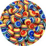 50pcs 8mm Resin Beads Round Rainbow Stripe Loose Spacer Beads For Jewelry Making DIY Bracelet Necklace Accessories