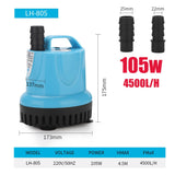 10/18/25/45/60/85/105W 600-4500L/H Submersible Water Pump 220V Aquarium Fish Pond Tank Spout Marin Temperature Control Clean