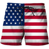 2020 Flag  3D Printing Shorts Men Elastic Waist Loose Trouser Quick Dry Men Clothes Beach Summer Mens Shorts Casual Short Homme