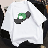 2021 Summer T-shirt Skateboard Woman Frog T shirt Harajuku Graphic Tee Y2k Top Aesthetic Clothes Vintage Fashion Shirt,Dropship