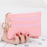 2021 Fashion Women Wallet Clutch Three Zip Female Short Small Coin Purse New Brand Design Soft Mini Card Holder Wallet Money Bag