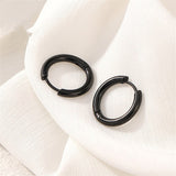 5pcs/lot Stainless Steel Circle Hoop Earrings For Women Girls Black Gold Silver Color Round Geometry Earrings Simple Jewelry