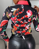 2020 Women Casual Autumn Turn-down Collar Chic Chiffon Blouse Tie Neck Floral Butterfly Print Long Sleeve Blouse Ladies Shirt