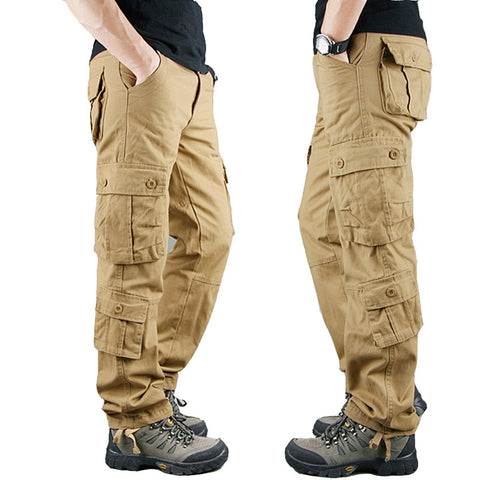 2021 Spring Mens Cargo Pants Khaki Military Men Trousers Casual Cotton Tactical Pants Men Big Size Army Pantalon image