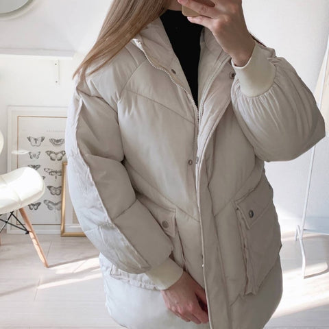 2021 Korean Loose Puffer Jacket Oversize Women's Short Winter Female Coat Women Thickened Parka Feminina Harajuku Outerwear Hood image