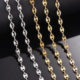 1 piece Stainless Steel Hip Hop Coffee Bean Chains Necklaces Pig Nose Chains Bracelets Punk Necklace