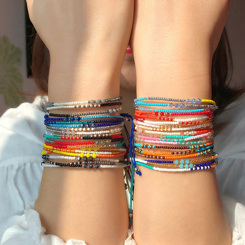 2020 Handmade Bohemian Friendship Bracelet Ethnic Colorful Seed Bead Charm Bracelet For Women Beach Party Gift image