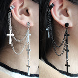 1 Piece Men Women Punk Gothic Cross Exaggerated Classic Metal Christian Chain Drop Dangle Earrings Street Hip Hop Jewelry Kpop