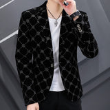 2021 Autumn Men Blazers Luxury Corduroy Casual Slim Suit Jacket Business Social Office Dress Coat Street Wear Men Clothing