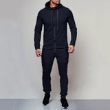 2 Pieces Sets Tracksuit Men New Brand Autumn Winter Hooded Sweatshirt +Drawstring Pants Male Stripe Patchwork Hoodies Bigsweety