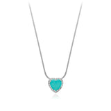 2020 Korean New Exquisite Blue Crystal Necklace Fashion Temperament Love Pendant Necklace Female Jewelry