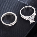 2Pcs/set Charm Lovers Ring Bijoux Femme Fashion Jewelry Bijoux Crystal Engagement Wedding Rings For Women Men Anel