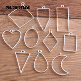 10Pcs/30Pcs 7 Color Geometric Figure Charm Hollow Glue Blank Pendant Tray Bezel Charms DIY Bracelet Necklace Handmade Bezel Mold