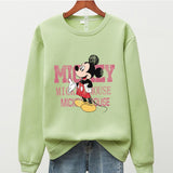 15 Colors Print Letter Mickey Mouse Sweatshirt Women 90s Aesthetic Long Sleeve Fleece Thick Warm Ladies Oversized Hoodie Disney