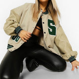 2021 Spring And Autumn Vibe Style Baseball Uniform New Bomber Jacket For Women Fashion Retro Clothes Streetwear Oversized Coat