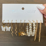 17KM Bohemian Gold Snake Butterfly Drop Earrings Set For Women Pearl Acrylic Dangle Earrings 2021 Trend Set of Earrings Jewelry