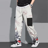 2021 Mens Fashion New Cargo Pants Handsome Pattern Print Loose Streetwear Trousers Plus Size Male Casual Jogger Pants Sweatpants