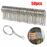 10/50pcs Metal Keychains with Split Ring link chain Key rings Keyfob Key Pendants Holder Rings DIY Key Chains Keyring Wholesale