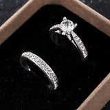 2Pcs/set Charm Lovers Ring Bijoux Femme Fashion Jewelry Bijoux Crystal Engagement Wedding Rings For Women Men Anel