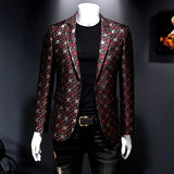 2021 Spring Blazer Men Suit Stage Casual Suit Silver Bleazer For Men Groom Wedding Suit Lattice Grid Blazer Masculino Slim Fit