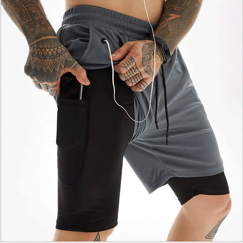 2021 Running Shorts Men Fitness Gym Training Sports Shorts Quick Dry Workout Gym Sport Jogging Double Deck Summer Men Shorts image