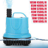 10/18/25/45/60/85/105W 600-4500L/H Submersible Water Pump 220V Aquarium Fish Pond Tank Spout Marin Temperature Control Clean