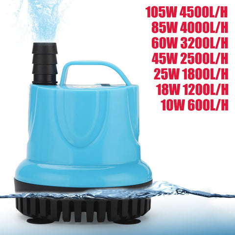 10/18/25/45/60/85/105W 600-4500L/H Submersible Water Pump 220V Aquarium Fish Pond Tank Spout Marin Temperature Control Clean image