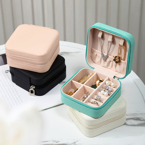 2021 Jewelry Organizer Display Travel Jewelry Case Boxes Travel Portable Jewelry Box Leather Storage Organizer Earring Holder image