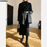 2021 autumn winter thick straight maxi sweater dress women high neck long sweater dress elegant female loose  sexy knit dress