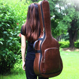 40/41 Inch PU Guitar Case Acoustic Folk Guitar Gig Bag Cover With Shoulder Straps Waterproof Guitar Bag Backpack Brown K020